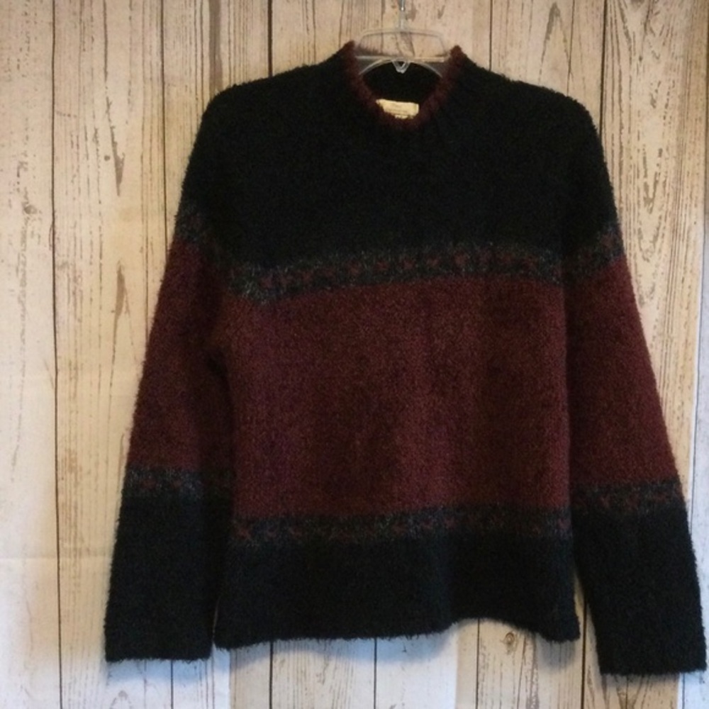 Christopher & Banks Hand Cozy Maroon and Black Sweater Size Large